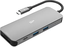 Мультипортовый USB Type-C хаб Silicon Power SR30 8-in-1 silver (SPU3C08DOCSR300G)