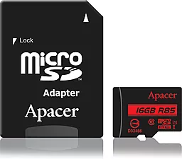 Карта памяти Apacer microSDHC 16GB Class 10 UHS-I U1 + SD-адаптер (AP16GMCSH10U5-R)