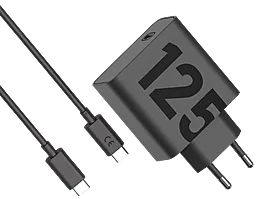 Мережевий зарядний пристрій Motorola Original 125w GaN PD USB-C fast charger + USB-C to USB-C cable black (SJMC1252) - фото Мережевий зарядний пристрій Motorola Original 125w GaN PD USB-C fast charger + USB-C to USB-C cable black (SJMC1252)