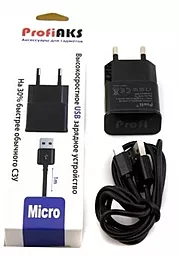 Сетевое зарядное устройство ProfiAks 2.1A + Micro USB Cable Black - миниатюра 3