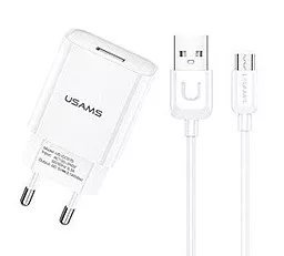 Мережевий зарядний пристрій Usams T21 Charger kit EU - T18 Uturn Micro USB Cable White