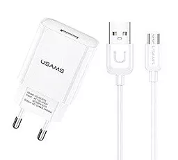 Сетевое зарядное устройство Usams T21 Charger kit 2.1a home charger + micro USB cable white (US-CC075)