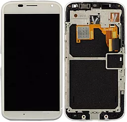 Дисплей Motorola Moto X (XT1052, XT1053, XT1055, XT1056, XT1058, XT1060) з тачскріном і рамкою, White