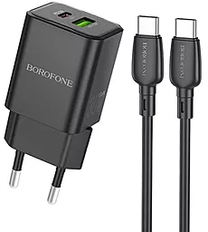 Сетевое зарядное устройство Borofone BN14 Royal GaN 30w USB-C/USB-A ports charger + USB-C to USB-C cable black - фото Сетевое зарядное устройство Borofone BN14 Royal GaN 30w USB-C/USB-A ports charger + USB-C to USB-C cable black
