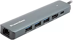 Мультипортовый USB Type-C хаб Blueendless 6-in-1 grey (CA913909) - фото Мультипортовый USB Type-C хаб Blueendless 6-in-1 grey (CA913909)