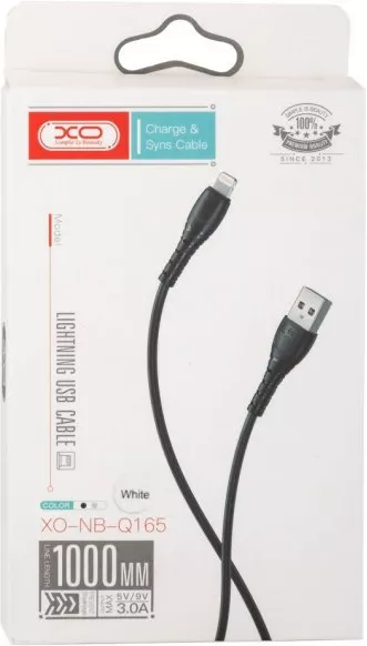 Кабель XO NB-Q165 USB-A - Lightning 12w 3a 1м cable Black - фото 2