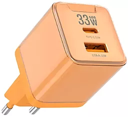 Мережевий зарядний пристрій Jellico EU55 33w GaN PD USB-C/USB-A ports charger + USB-C to USB-C cable orange - фото Мережевий зарядний пристрій Jellico EU55 33w GaN PD USB-C/USB-A ports charger + USB-C to USB-C cable orange