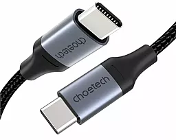 Кабель USB PD  Choetech 60w 3a 1.2m USB Type-C - Type-C cable black (XCC-1003-BK)