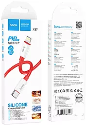 Кабель Hoco X87 Magic Silicone USB Type-C - Lightning 20w 3a 1м PD сable Red - миниатюра 5