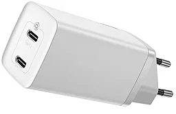 Сетевое зарядное устройство с быстрой зарядкой Baseus GaN2 Lite Quick Charger 2xUSB Type-C 65W White (CCGAN2L-E02)