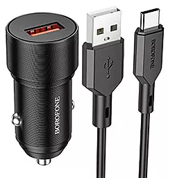 Автомобільний зарядний пристрій з швидкою зарядкою Borofone BZ19A Wisdom 18W USB QC3.0 + USB-C Cable Black