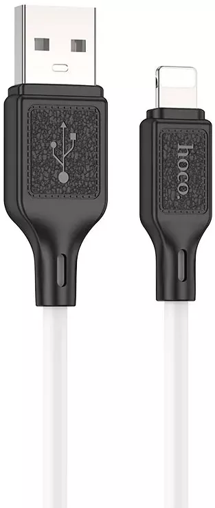 Кабель Hoco X90 Cool Silicone USB-A - Lightning 12w 2.4a 1м cable White - фото 1