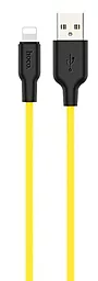 Кабель Hoco X21 Plus Silicone USB-A - Lightning 12w 2.4a 0.25м cable Black/Yellow