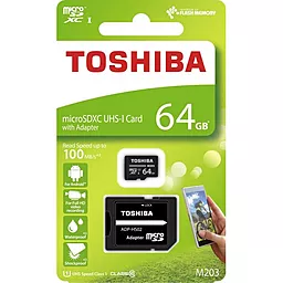 Карта пам'яті Toshiba microSDXC 64GB M203 Class 10 UHS-I U1 + SD-адаптер (THN-M203K0640EA) - мініатюра 2