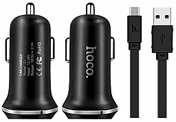 Автомобильное зарядное устройство Hoco Z1 2.1a 2xUSB-A ports car charger + micro USB cable black - фото Автомобильное зарядное устройство Hoco Z1 2.1a 2xUSB-A ports car charger + micro USB cable black