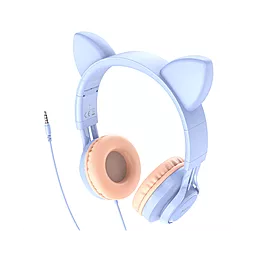 Наушники Hoco W36 Cat Ear Dream Blue - миниатюра 2