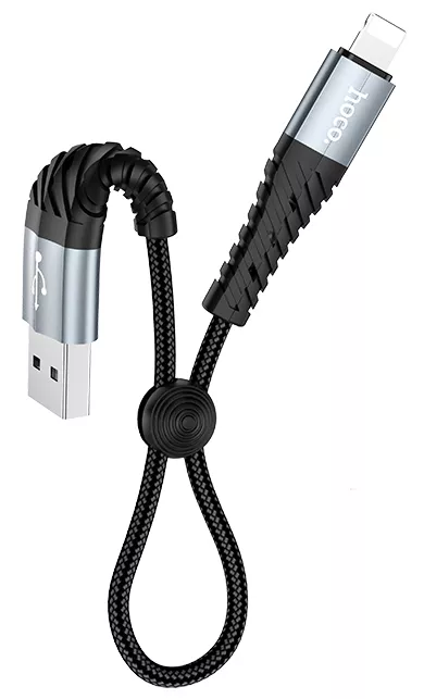 Кабель Hoco X38 Cool USB-A - Lightning 12w 2.4a 0.25м cable Black - фото 3