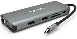 Мультипортовый USB Type-C хаб VEGGIEG 12-in-1 grey