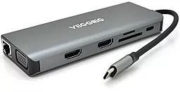 Мультипортовый USB Type-C хаб Veggieg 12-in-1 grey - фото Мультипортовый USB Type-C хаб Veggieg 12-in-1 grey