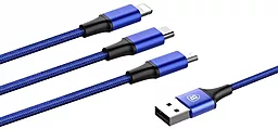 Кабель USB Baseus Rapid 3-in-1 USB to Type-C/Lightning/micro USB cable blue (CAMLT-SU13) - миниатюра 3