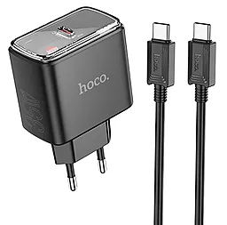 Сетевое зарядное устройство Hoco CS41A 35w PD USB-C ports charger + USB-C to USB-C cable black - фото Сетевое зарядное устройство Hoco CS41A 35w PD USB-C ports charger + USB-C to USB-C cable black
