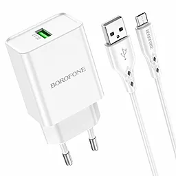 Сетевое зарядное устройство Borofone BN5 Jingrui 18W USB QC3.0 + micro USB Cable White