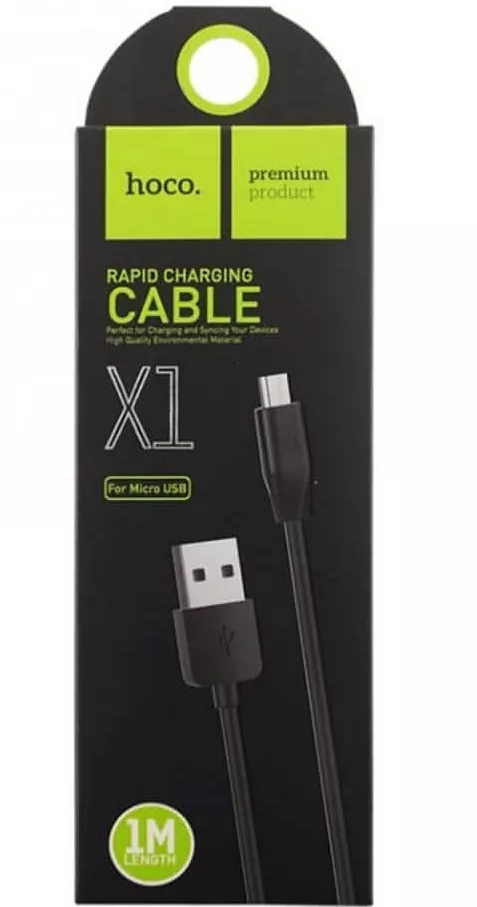 Кабель Hoco X1 Rapid Charging USB-A - Lightning 12w 2.4a 1м cable Black - фото 2