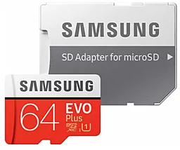 Карта памяти Samsung microSDXC 64GB Evo Plus Class 10 UHS-I U1 + SD-адаптер (MB-MC64HA/RU)