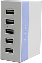 Мережевий зарядний пристрій Remax 5 USB Young Blue 2.4A White/Purpule