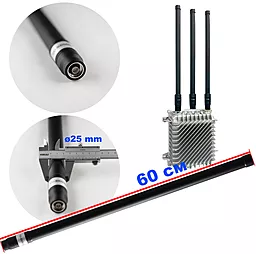 Антенна всенаправленная, 700-800 MHz, 100W, 3-8 dBi, d-25 mm, 60 см, N-J