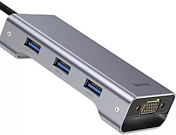 Мультипортовый USB Type-C хаб Baseus Square Desk USB-C Multifunctional Hub 3USB 3.0, USB-C, VGA, HDMI Deep Gray (CATXF-A0G) - миниатюра 3