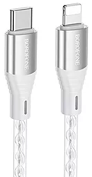 Кабель Borofone BX96 Ice Crystal Silicone USB Type-C - Lightning 27w 3a 1м PD сable Gray - фото Кабель Borofone BX96 Ice Crystal Silicone USB Type-C - Lightning 27w 3a 1м PD сable Gray
