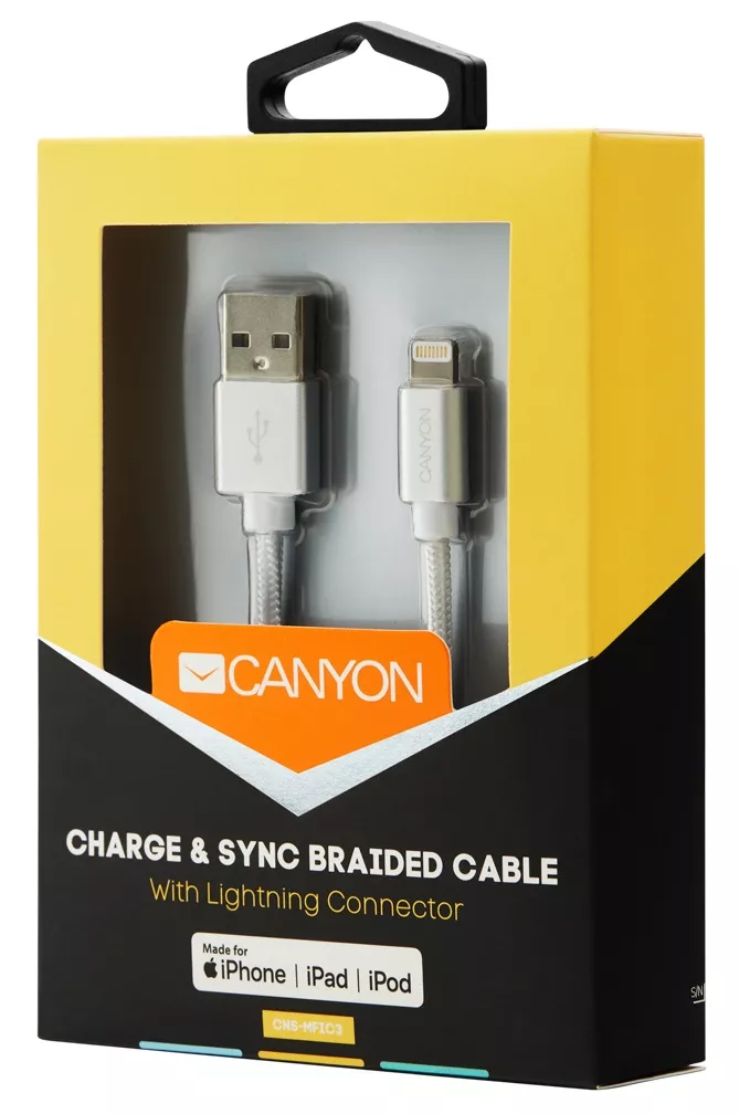 Кабель Canyon USB-A - Lightning 12w 2.4a 1м cable White (CNS-MFIC3PW) - фото 4