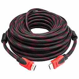 Відеокабель HDMI-HDMI v1.4 15m Чорний з червоним (LP2770) Logicpower