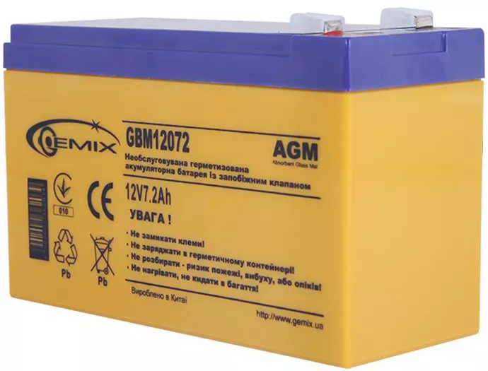 Акумуляторна батарея Gemix 12V 7.2AH (GBM12072) AGM - фото 2