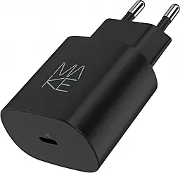 Сетевое зарядное устройство с быстрой зарядкой MAKE 25w GaN3 PD USB-C port charger Black (MCW-2511BK) - фото Сетевое зарядное устройство с быстрой зарядкой MAKE 25w GaN3 PD USB-C port charger Black (MCW-2511BK)