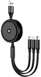 Універсальний кабель Jellico B19 3-in-1 USB-A to Type-C/Lightning/micro USB 15w 3.1a 1.2м сable Black - фото Універсальний кабель Jellico B19 3-in-1 USB-A to Type-C/Lightning/micro USB 15w 3.1a 1.2м сable Black