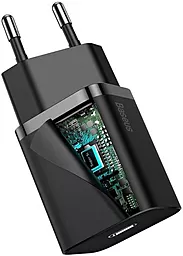 Мережевий зарядний пристрій з швидкою зарядкою Baseus Super Si QC3.0 PD3.0 20W 3A + Type-C/Lightning Cable Black (TZCCSUP-B01) - мініатюра 4
