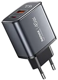 Сетевое зарядное устройство Remax U2-AC45W GaN PD USB-C/USB-A ports charger gray - фото Сетевое зарядное устройство Remax U2-AC45W GaN PD USB-C/USB-A ports charger gray