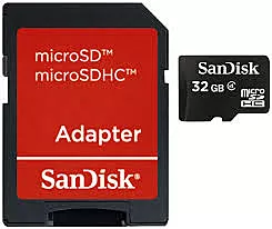Карта памяти SanDisk microSDHC 32GB Class 4 + SD-адаптер (SDSDQM-032G-B35A)