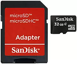Карта пам'яті SanDisk microSDHC 32GB Class 4 + SD-адаптер (SDSDQM-032G-B35A) - фото Карта пам'яті SanDisk microSDHC 32GB Class 4 + SD-адаптер (SDSDQM-032G-B35A)