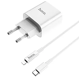 Мережевий зарядний пристрій Hoco C76A PLUS Speed Source PD 20W + USB Type-C to Lightning Cable White