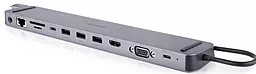 Мультипортовый USB Type-C хаб REAL-EL CQ-1000 MultiHUB Grey (EL123110005) - миниатюра 2