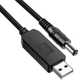 Кабель USB Dynamode USB-A - DC 5.5 х 2.1mm с преобразователем 5V → 12V Black (DM-USB-DC-5.5x2.1-12V) - миниатюра 5
