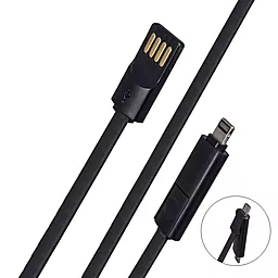 Кабель USB Yoobao YB-407 Colourful 2-in-1 USB to Lightning/micro USB cable black - миниатюра 2