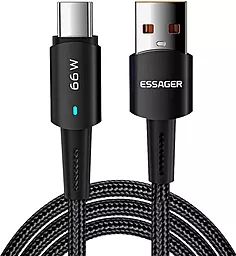 USB Кабель Essager Sunset 66w 6a 0.5m USB Type-C cable black (EXCT-CGB01)