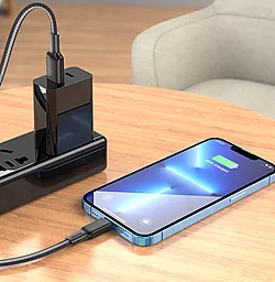 Кабель Hoco X69 Jaeger USB-A - Lightning 12w 2.4a 1м cable Black/White - мініатюра 4 Кабель Hoco X69 Jaeger USB-A - Lightning 12w 2.4a 1м cable Black/White - мініатюра 4