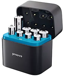 Зарядное устройство с аккумуляторными батареями Proove Compact Station 8шт (4xAAA 1300mWh + 4xAA 3000mWh) Black