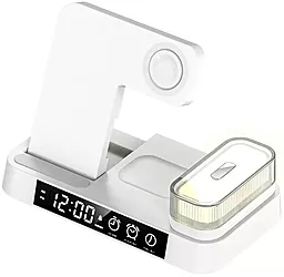 Беспроводное (индукционное) зарядное устройство EasyLife JJT-S37 5-in-1 + lamp/alarm clock 30w fast charger white