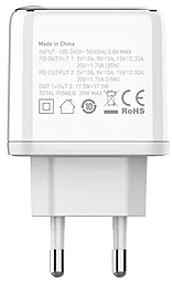 Мережевий зарядний пристрій LDNio Home Charger A2528C 35W PD 2xUSB-C White - мініатюра 2